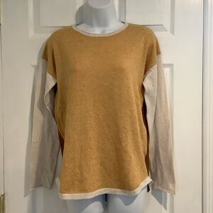 SMARTWOOL Womens Wool Blend Yellow Neutral Oversized Colorblock Spring Sweater S